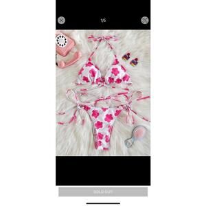 SHEIN Floral print halter bikini Small